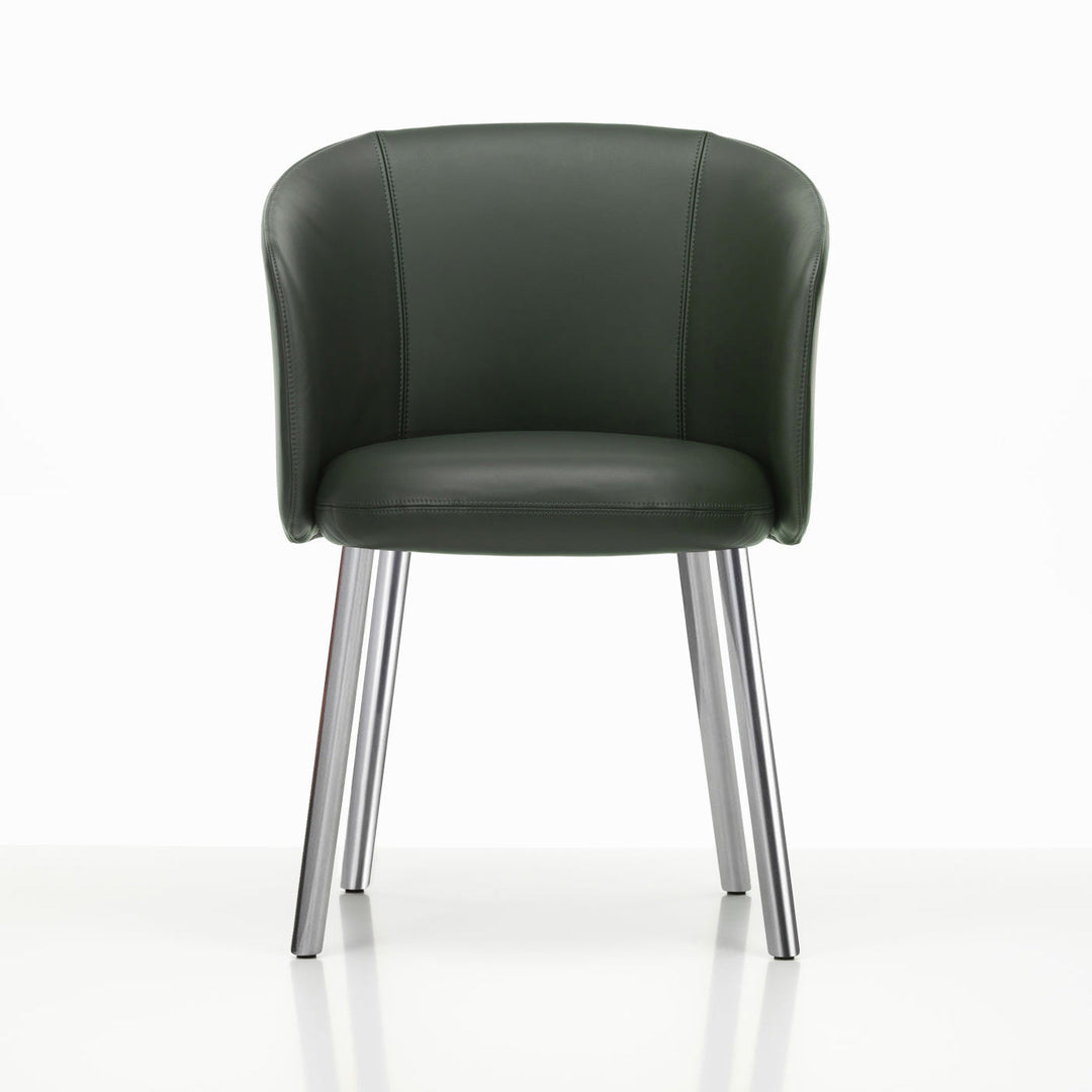 Mikado Dining Arm Chair Chairs Vitra Leather Jade Polished Aluminum