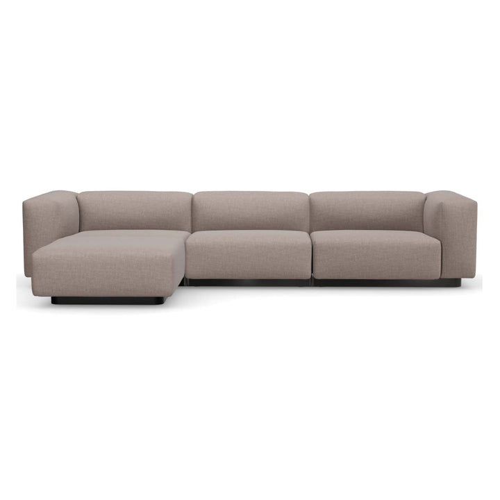 Soft Modular 3-Seater Sofa with Chaise Longue Sofas Vitra Savana Mauve Melange High: 25.5 in height Left Chaise Longue
