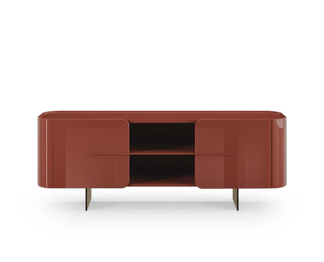 NINFA SIDEBOARD sideboard Eforma Glossy Mattone Lacquered Brushed Platinum / Brushed Bronze Vintage