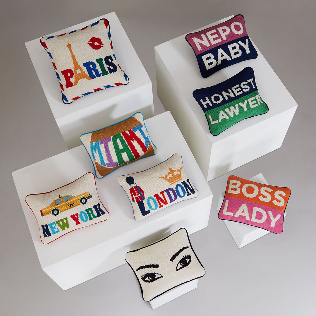 Boss Lady Needlepoint Pillow Jonathan Adler