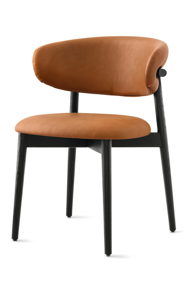 Oleandro Chair Wood Matt Black Cognac  Calligaris   