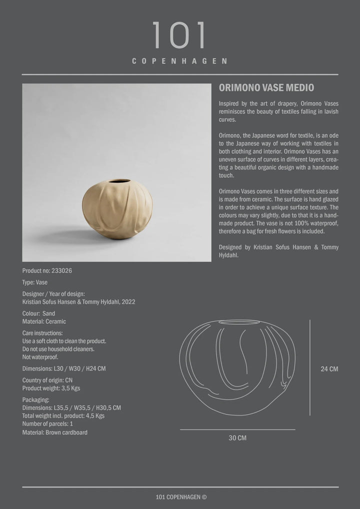 Orimono Vase, Medio - Sand Vases 101 Copenhagen   