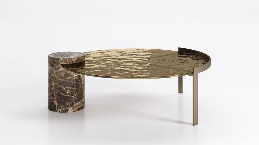 Peo Low Coffee Table Hammered Bronze Glass Top Coffee Tables Eforma   