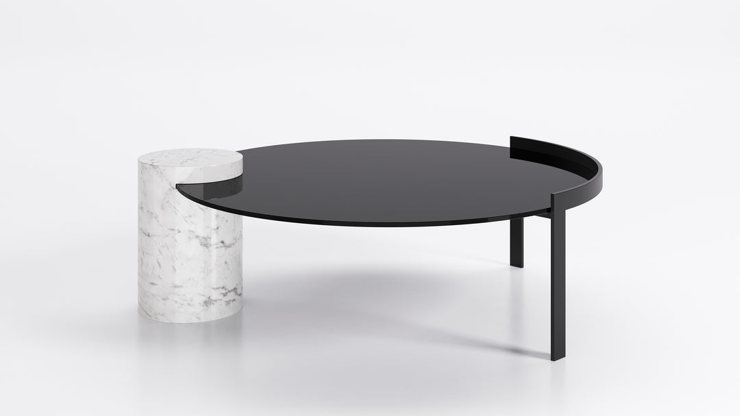 Peo Low Coffee Table Glossy Black Painted GIass Top Coffee Tables Eforma   