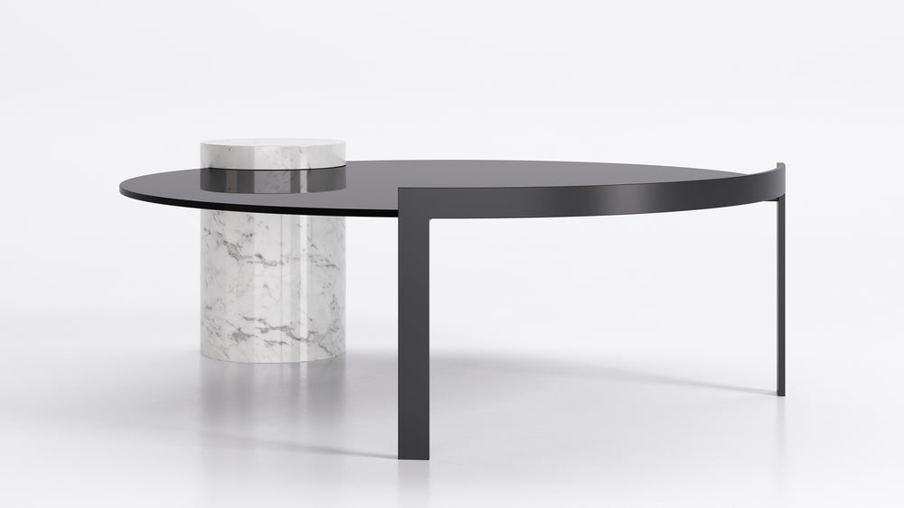 Peo Low Coffee Table Glossy Black Painted GIass Top Coffee Tables Eforma   