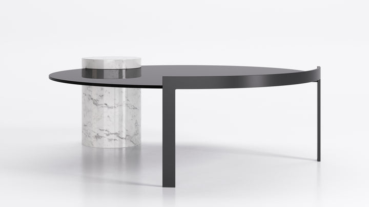 Peo Low Coffee Table Glossy Black Painted GIass Top Coffee Tables Eforma   