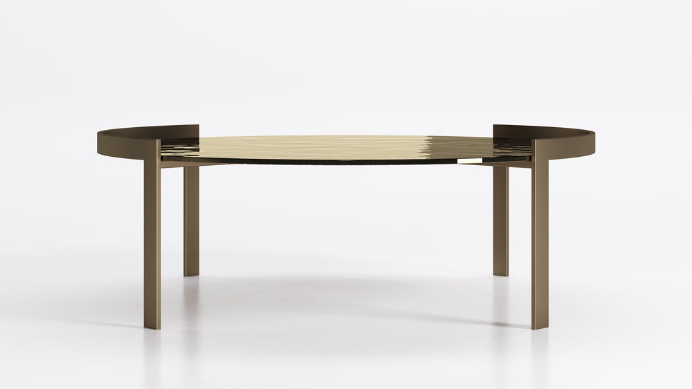 Perry Coffee Table Hammered Bronze GIass Top Tables Eforma   