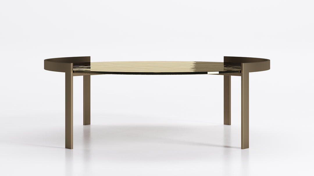 Perry Coffee Table Hammered Bronze GIass Top Tables Eforma   