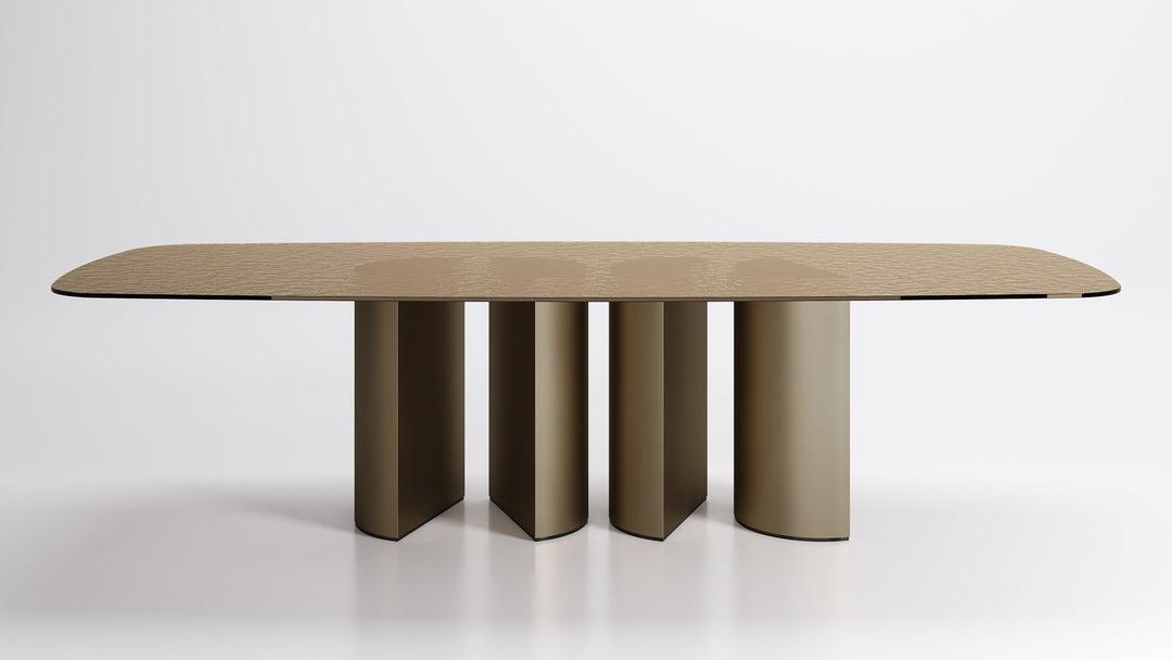 Plai Hammered Glass Top Dining Table Four Legs Bronze Tables Eforma   