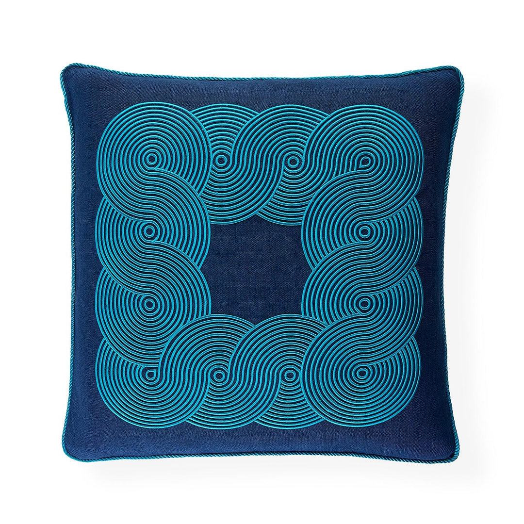 Pompidou Blue Border Pillow Jonathan Adler