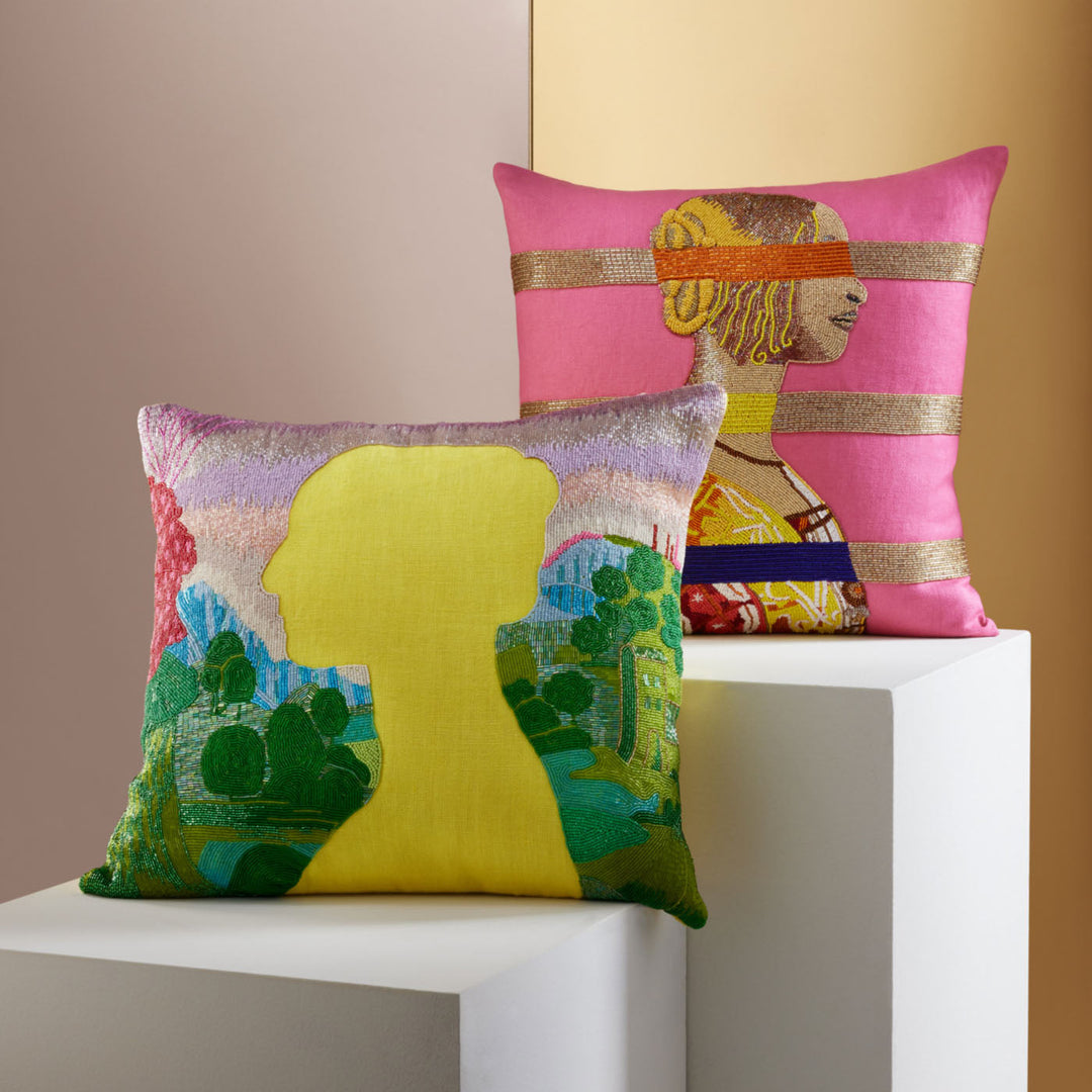 Renaissance Landscape Beaded Pillow Jonathan Adler