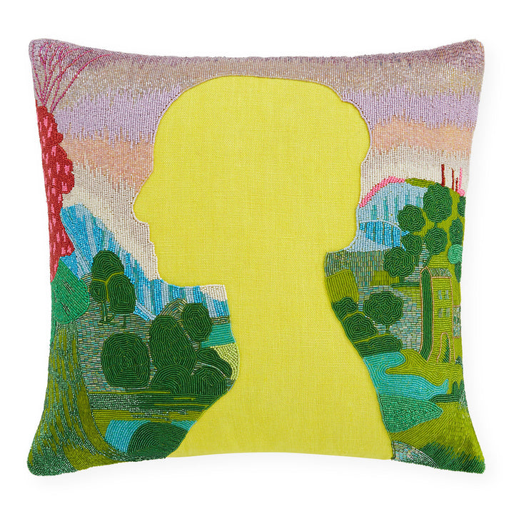 Renaissance Landscape Beaded Pillow Jonathan Adler