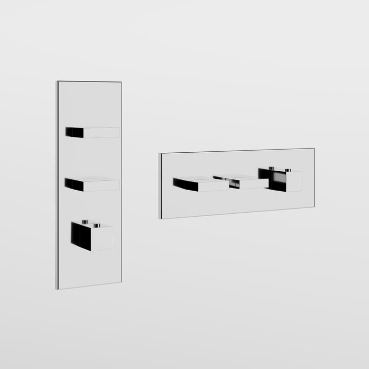 Rettangolo Wellness Thermostatic Shower Mixer with 2 Stop Valves Showers GESSI