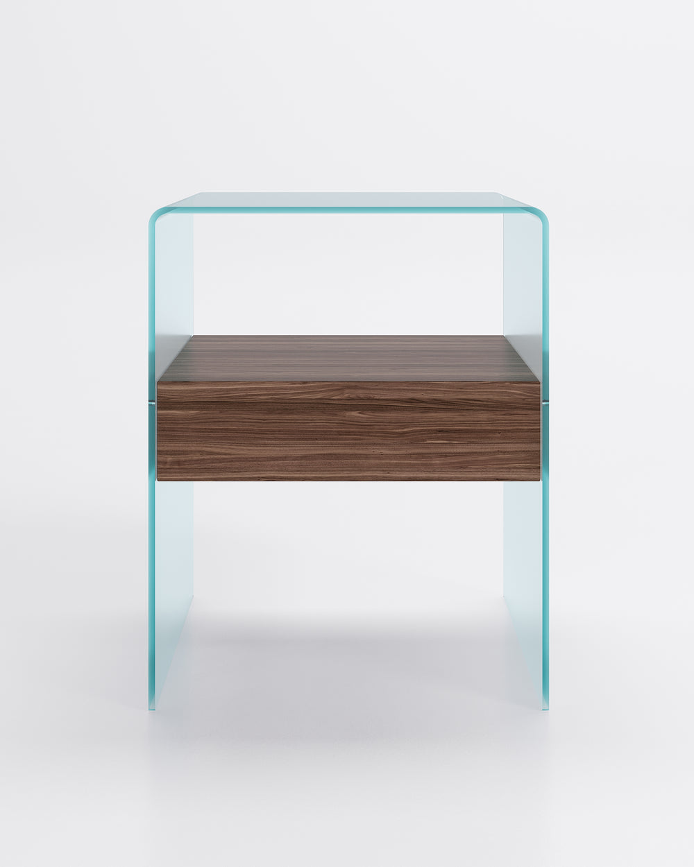 Rialto Nightstand Table Tobacco Wood Drawer High Nightstands Fiam 23¾"H Clear Glass Tobacco Oak Wood Drawer