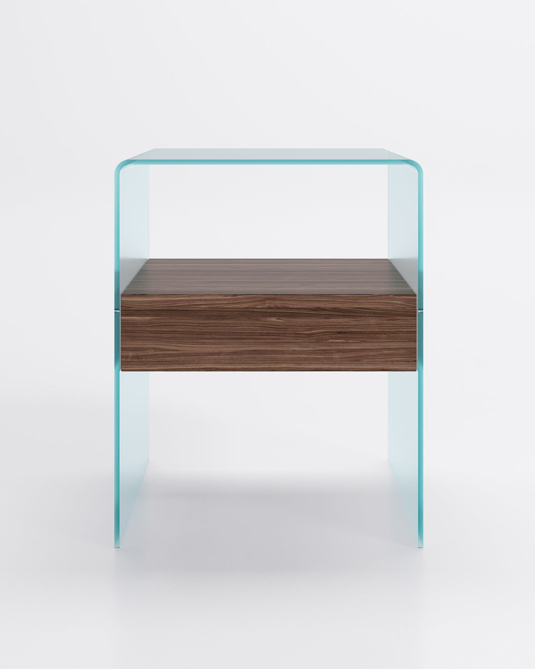 Rialto Nightstand Table Tobacco Wood Drawer High Nightstands Fiam 23¾"H Clear Glass Tobacco Oak Wood Drawer