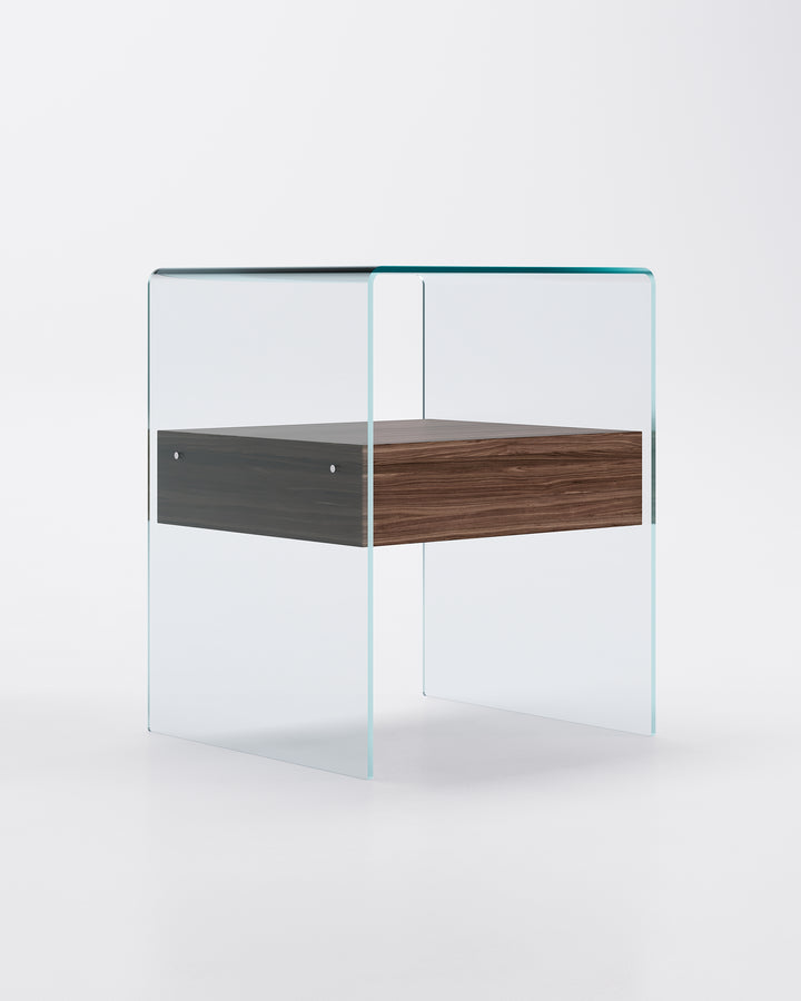 Rialto Nightstand Table Tobacco Wood Drawer High Nightstands Fiam   