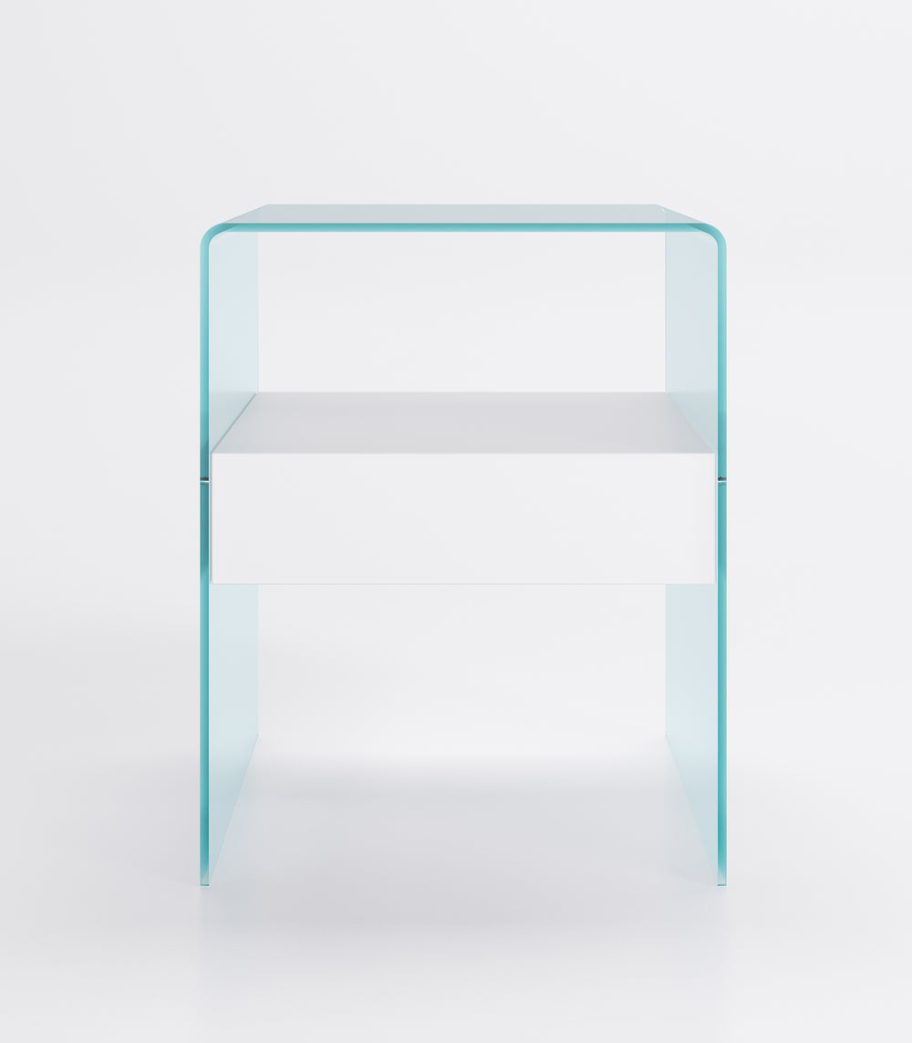 Rialto Nightstand Table White Wood Drawer High Nightstands Fiam   