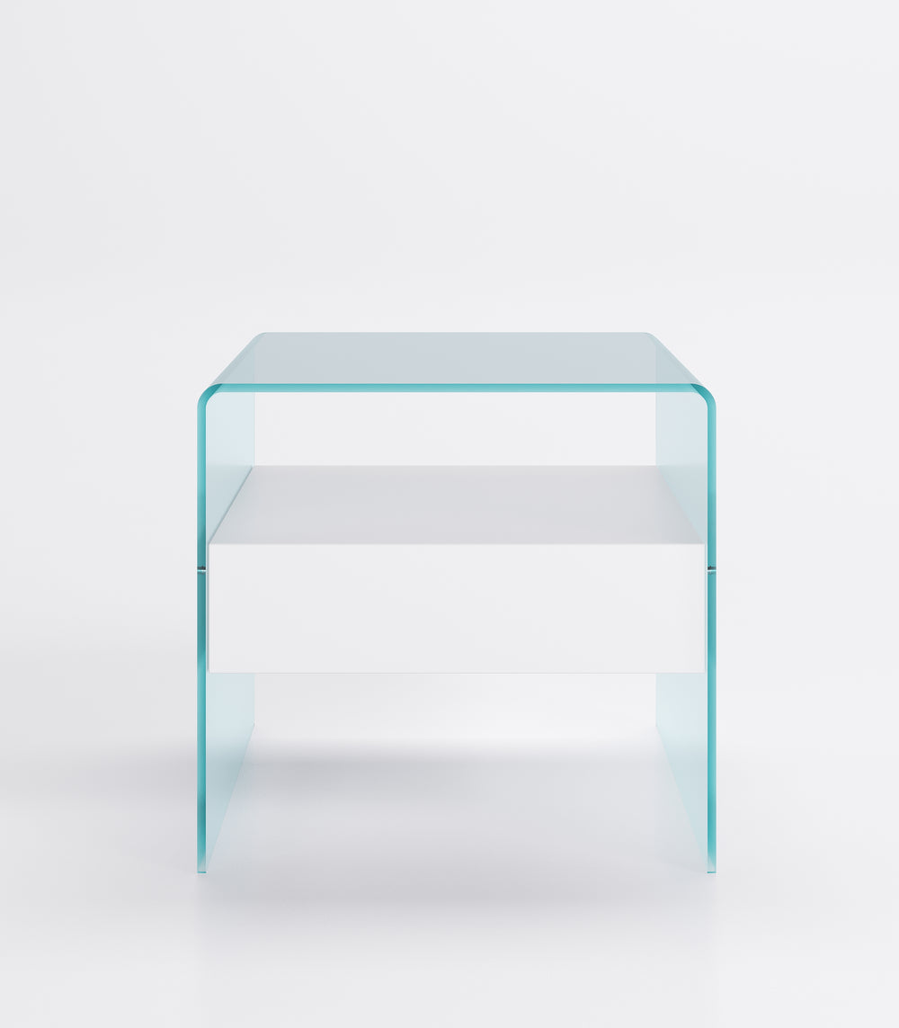 Rialto Nightstand Table White Wood Drawer Low Nightstands Fiam   