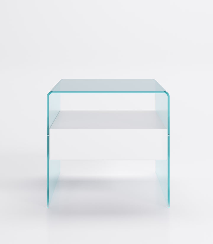 Rialto Nightstand Table White Wood Drawer Low Nightstands Fiam   