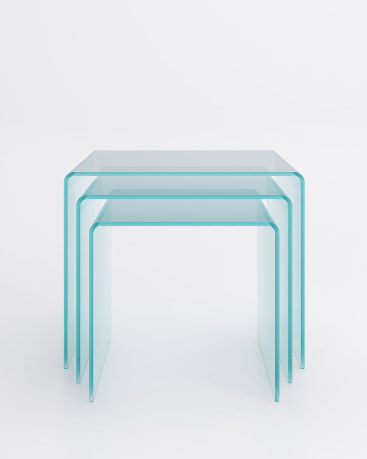 Rialto Tris End Table Set Clear Glass End Tables Fiam   