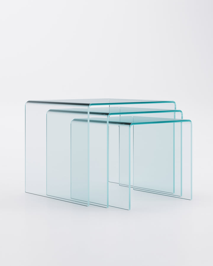 Rialto Tris End Table Set Clear Glass End Tables Fiam   