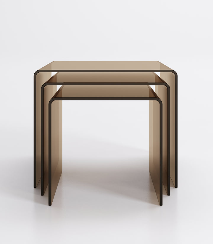 Rialto Tris End Table Set Bronze Glass End Tables Fiam   