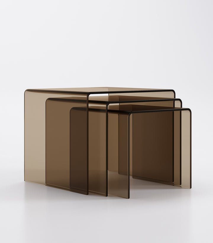 Rialto Tris End Table Set Bronze Glass End Tables Fiam   