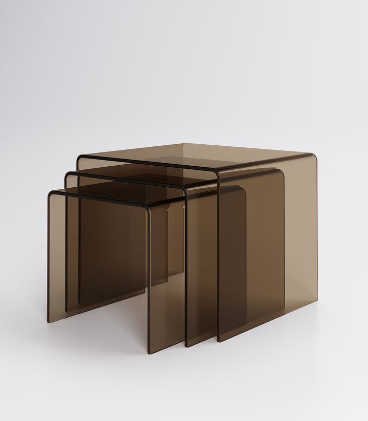 Rialto Tris End Table Set Bronze Glass End Tables Fiam   