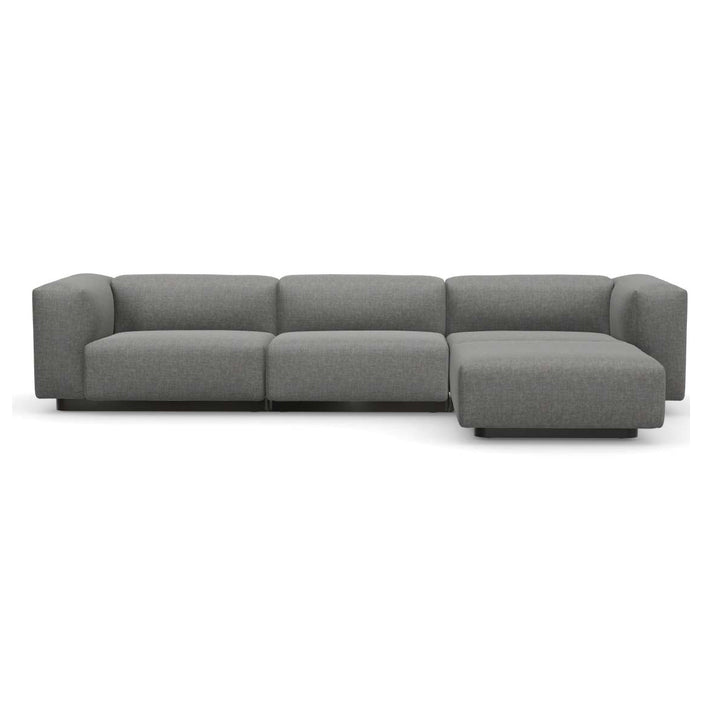 Soft Modular 3-Seater Sofa with Chaise Longue Sofas Vitra Savana Sierra Gray Melange High: 25.5 in height Right Chaise Longue
