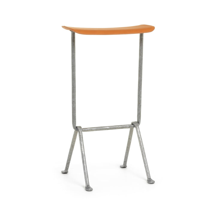 Officina Outdoor Barstool Bar Stools Magis Galvanized 5250 Polypropylene Covered Leather Natural L-0090 High: 75 in height