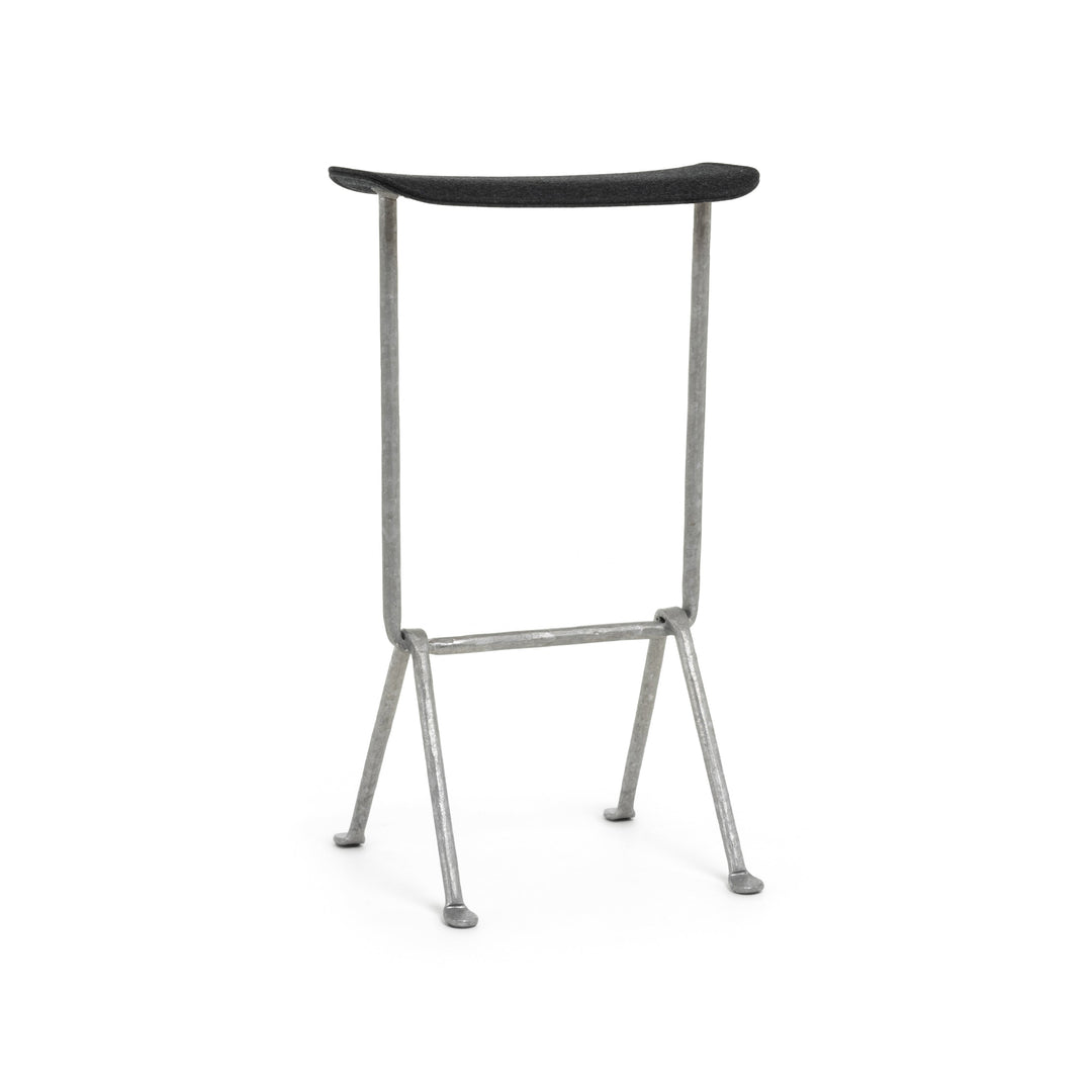 Officina Outdoor Barstool Bar Stools Magis Galvanized 5250 Polypropylene Covered Fabric Kvadrat Divina MD 193 / Dark Grey High: 75 in height