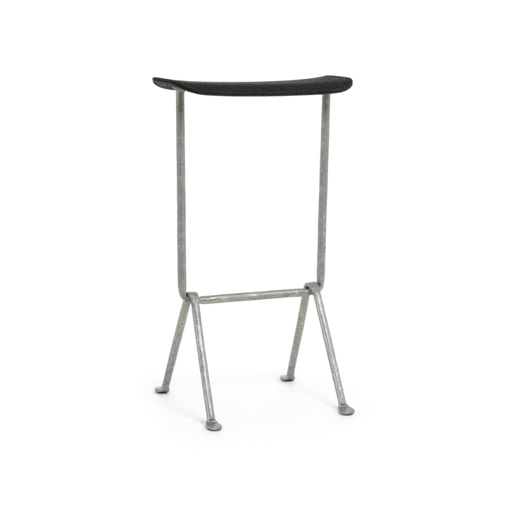 Officina Outdoor Barstool Bar Stools Magis Galvanized 5250 Polypropylene Covered Fabric Kvadrat Divina MD 193 / Dark Grey High: 75 in height