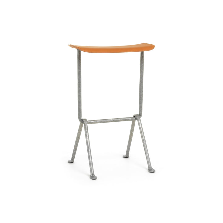 Officina Outdoor Barstool Bar Stools Magis Galvanized 5250 Polypropylene Covered Leather Natural L-0090 Medium: 65 in height