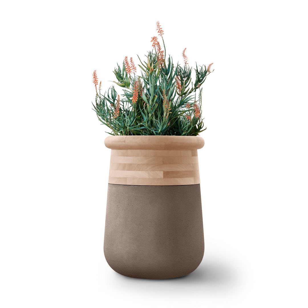 Soma Wood Planter – Medium Outdoor Planters Indigenus Mushroom Natural