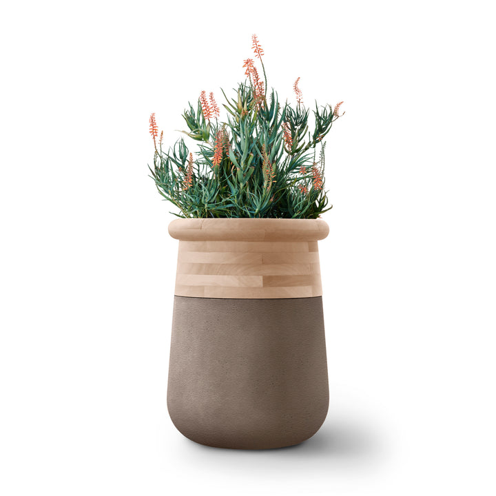 Soma Wood Planter – Medium Outdoor Planters Indigenus Mushroom Natural