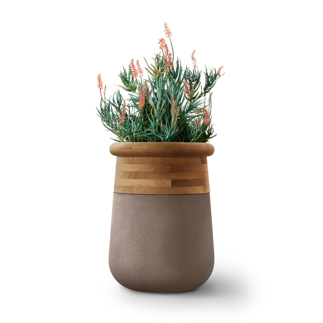 Soma Wood Planter – Medium Outdoor Planters Indigenus Mushroom Oiled