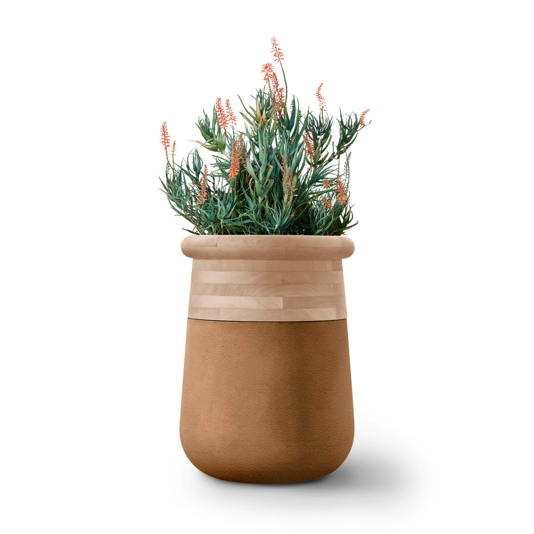Soma Wood Planter – Medium Outdoor Planters Indigenus Nutmeg Natural