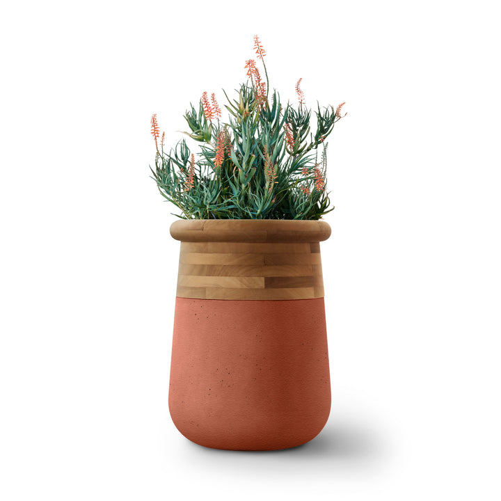 Soma Wood Planter – Medium Outdoor Planters Indigenus Terracotta Oiled