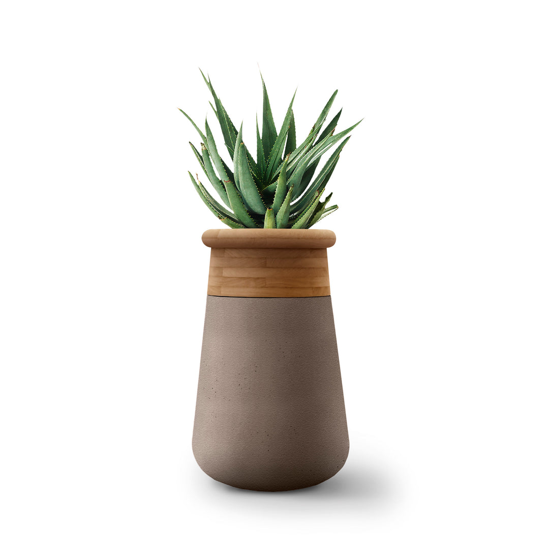 Soma Wood Planter – Tall Outdoor Planters Indigenus Mushroom Oiled