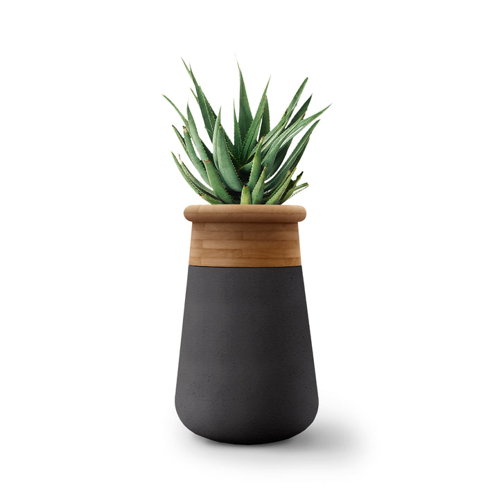 Soma Wood Planter – Tall Outdoor Planters Indigenus Black Natural
