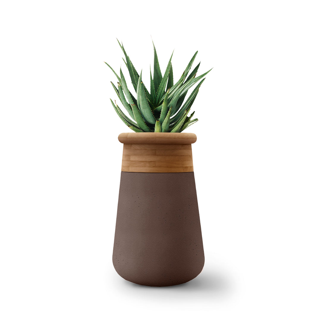 Soma Wood Planter – Tall Outdoor Planters Indigenus Brown Natural