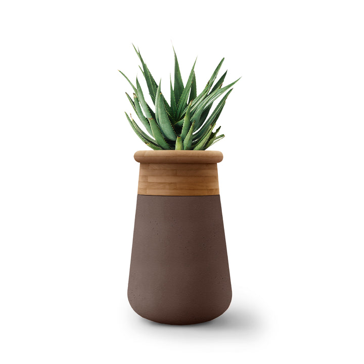 Soma Wood Planter – Tall Outdoor Planters Indigenus Brown Natural