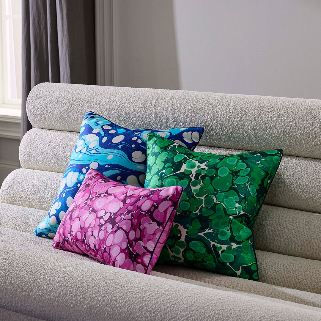 Marbleized Fuchsia Silk Pillow Jonathan Adler