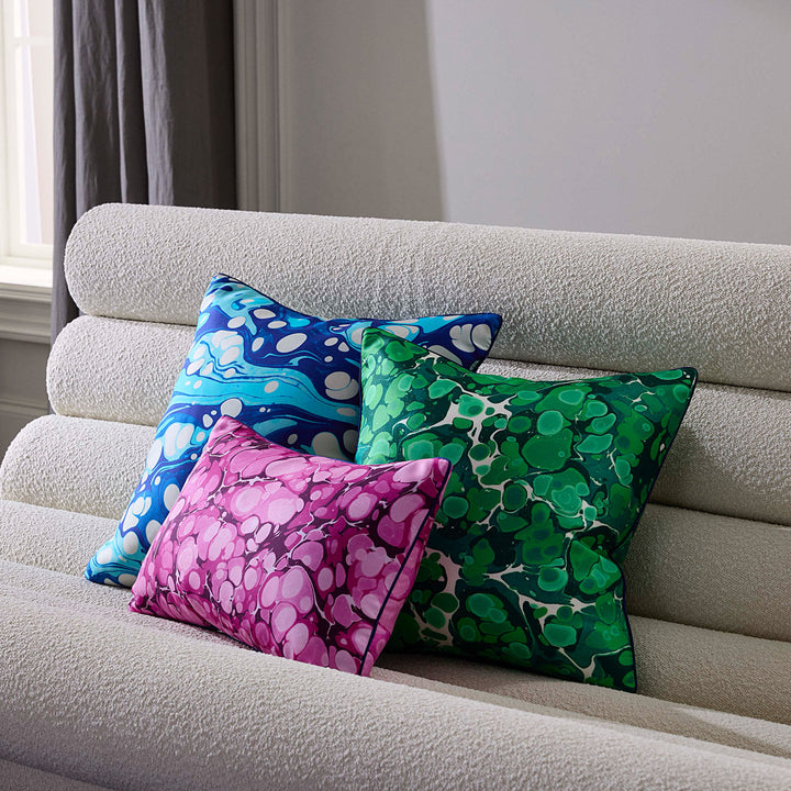 Marbleized Fuchsia Silk Pillow Jonathan Adler
