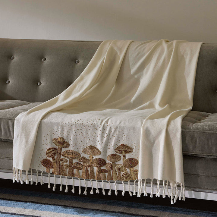 Mushrooms Embellished Throw Jonathan Adler