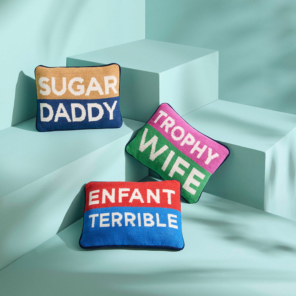 Sugar Daddy Needlepoint Pillow Jonathan Adler