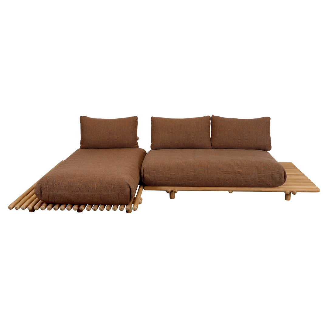 Sticks Platform Sofa with Chaise Lounge Outdoor Sofas Cane-line Teak Umber Brown Cane-Line Rise