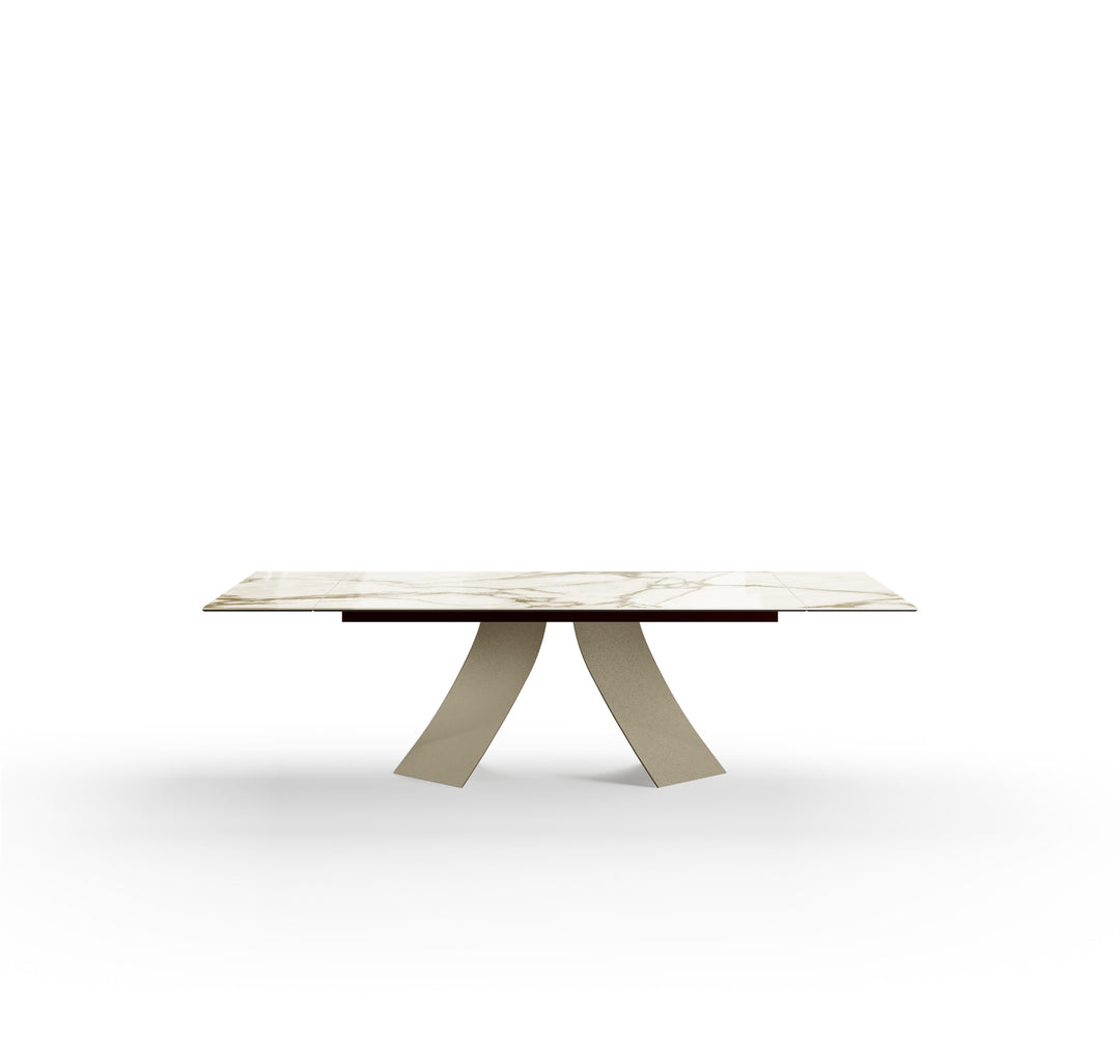 TWIST GLASS TOP EXTENDABLE DINING TABLE Dining Table Eforma   