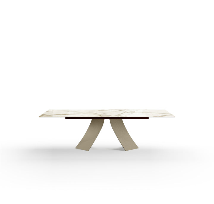 TWIST GLASS TOP EXTENDABLE DINING TABLE Dining Table Eforma   