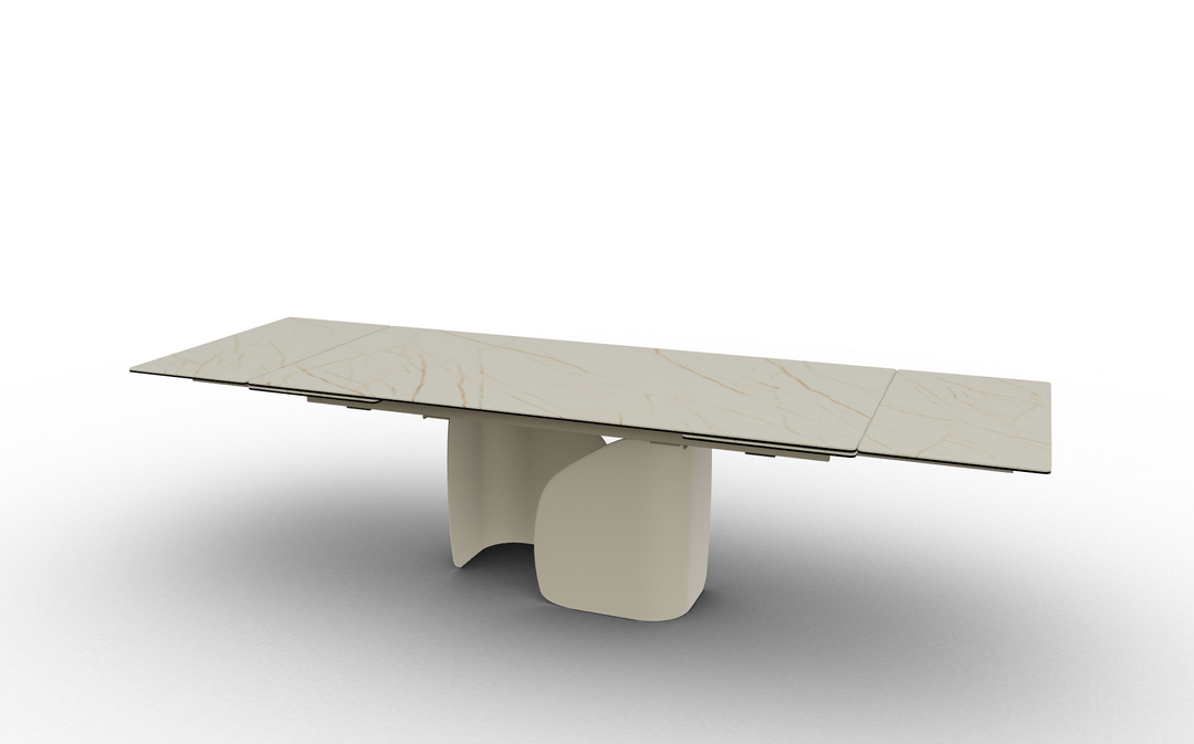 Twins Extendable Dining Matt Pearl Beige Calligaris Golden Statuary Marble 78 3/4"